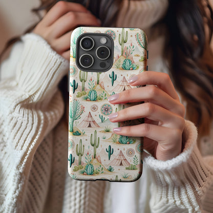 Vibrant Desert Cactus and Teepee Print Phone Case
