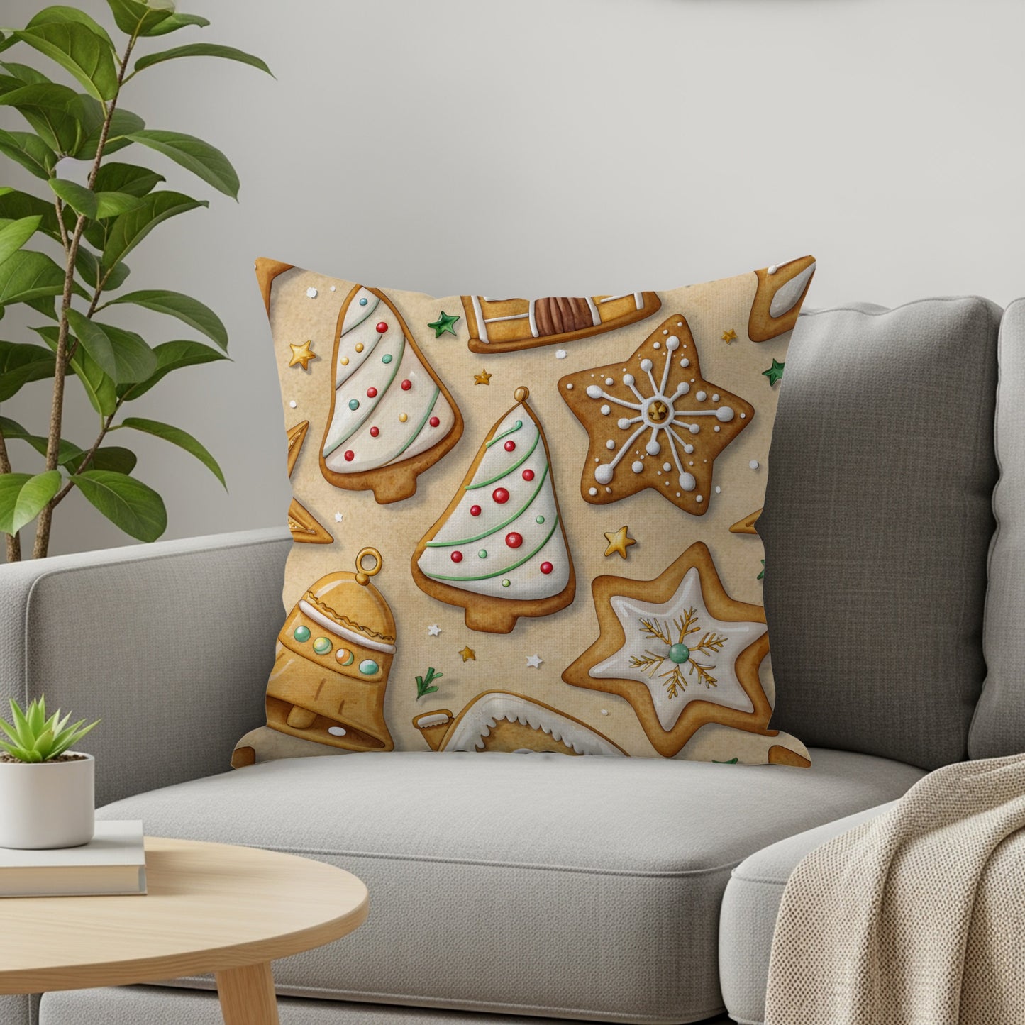 Festive Christmas Cookie Designs Throw Pillow Decor