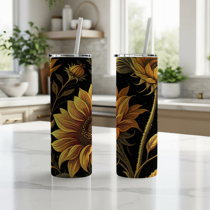 Beautiful Sunflower Design Insulated Tumbler Cups
