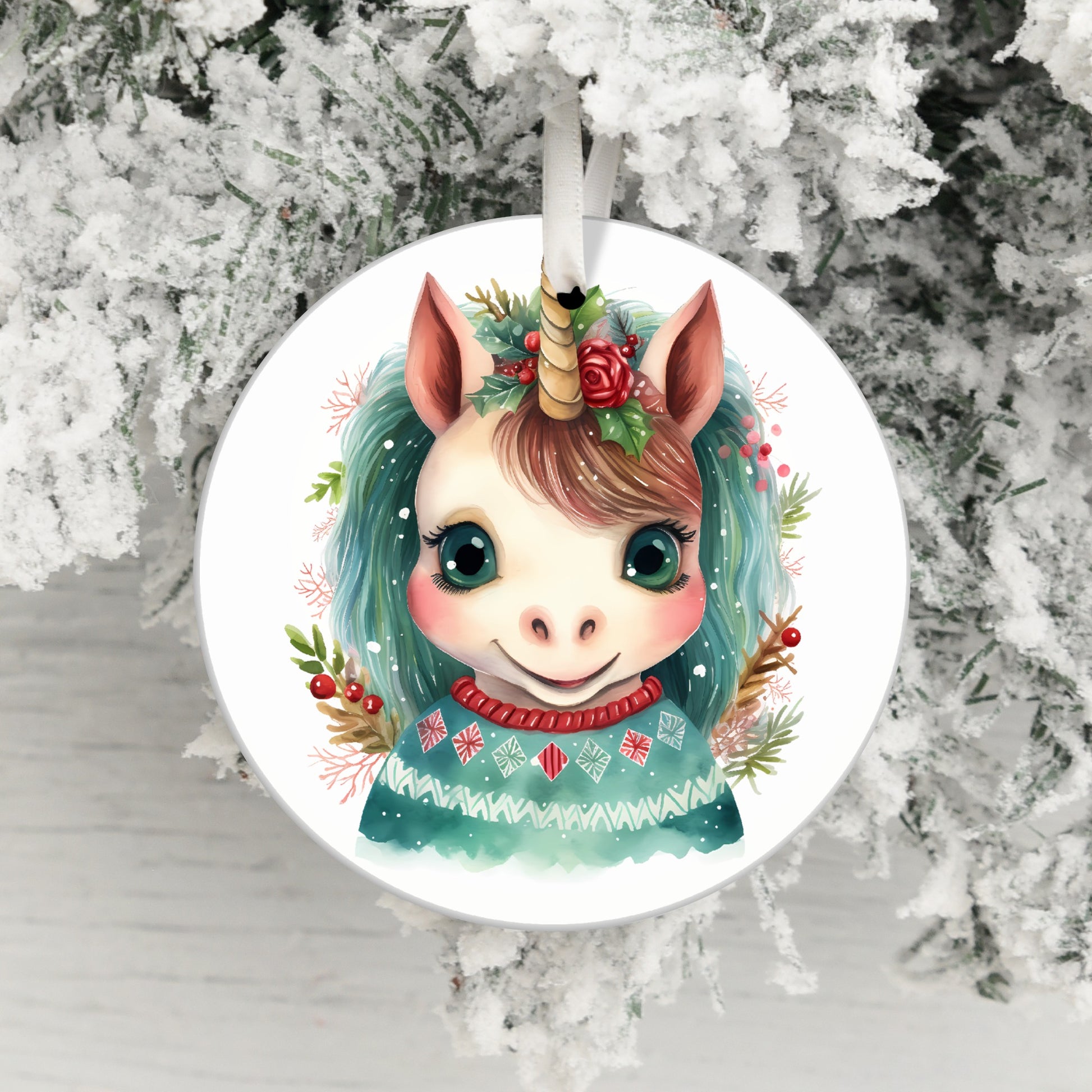 Cute Holiday Unicorn Ornament For Christmas Decorations product