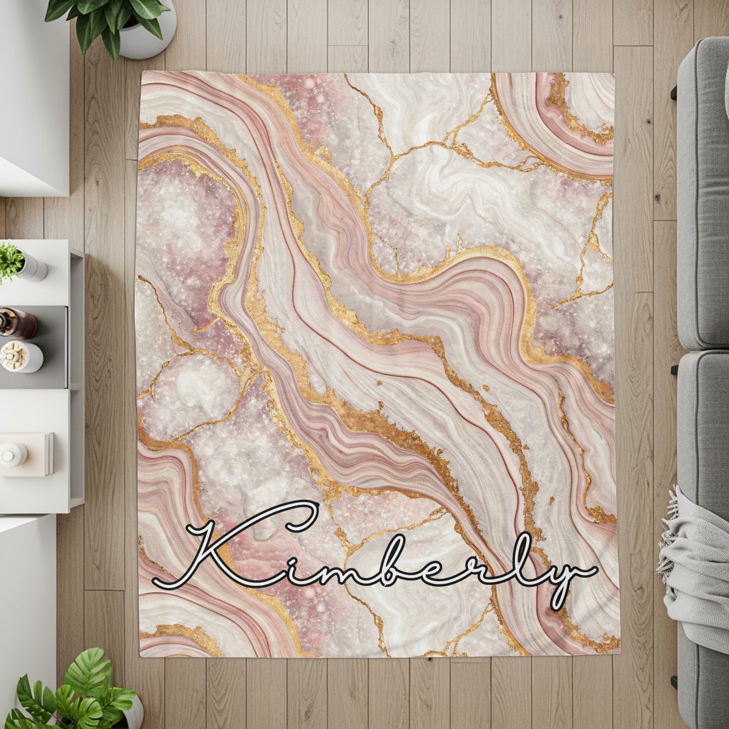 Elegant Custom Name Agate Design Print Personalized Custom Blanket - Walk Greener