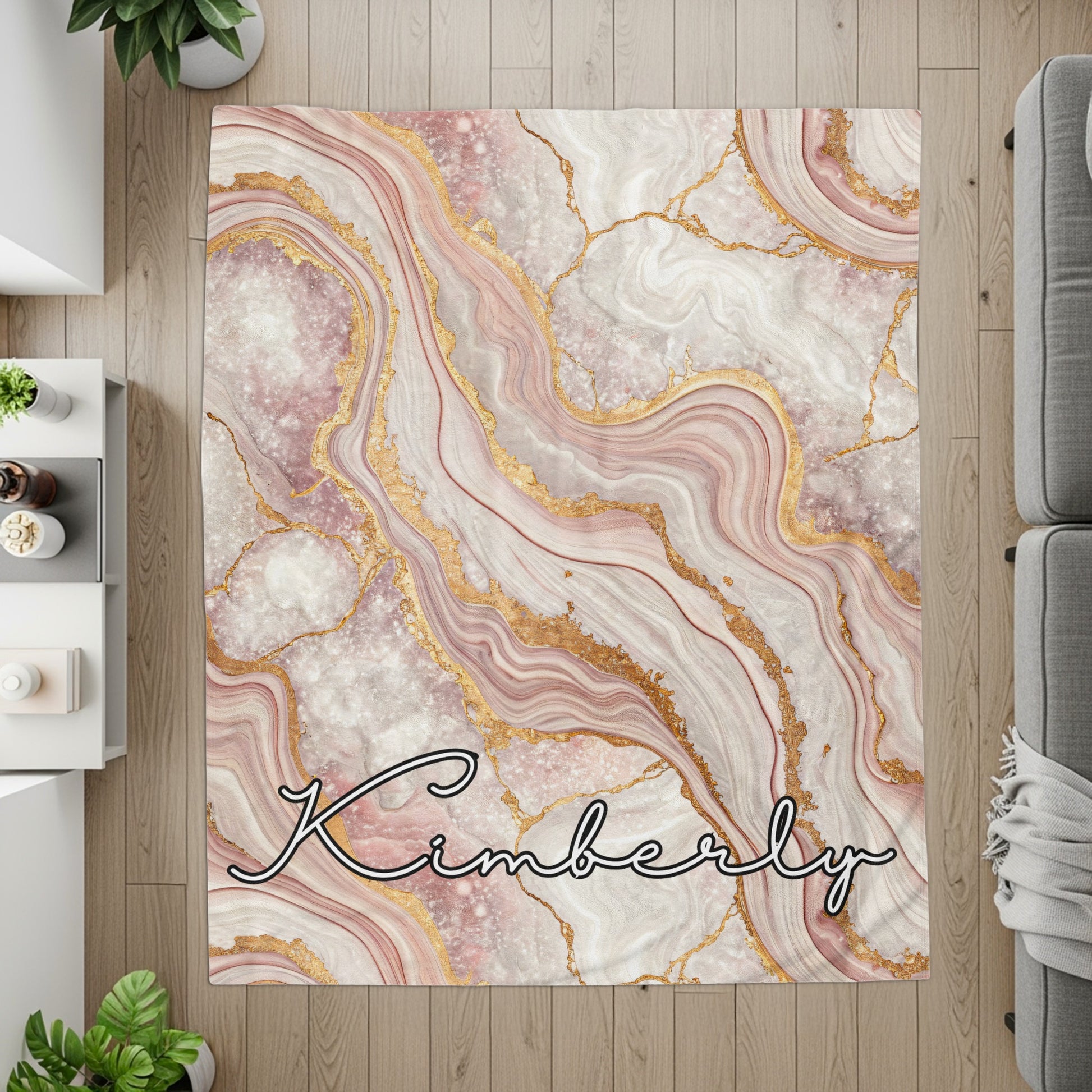 Elegant Custom Name Agate Design Print Personalized Custom Blanket - Walk Greener