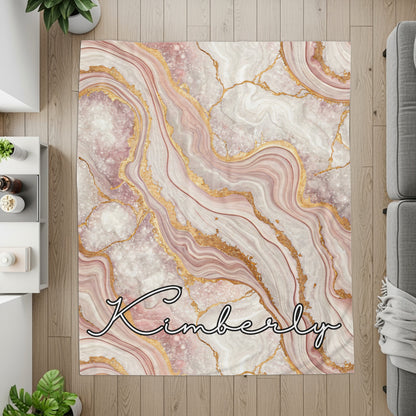 Elegant Custom Name Agate Design Print Personalized Custom Blanket - Walk Greener