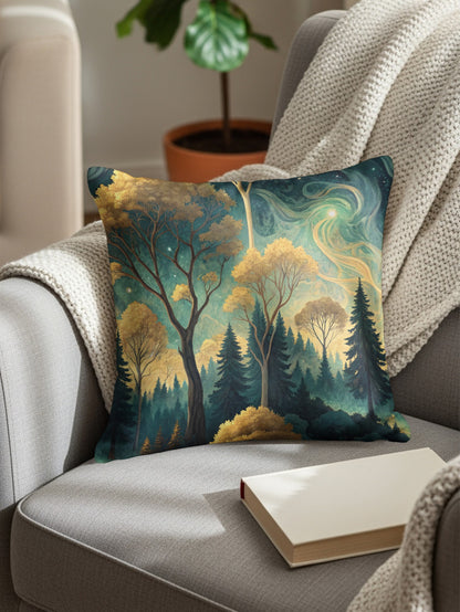 Enchanting Forest Scenery Decorative Pillow Cover