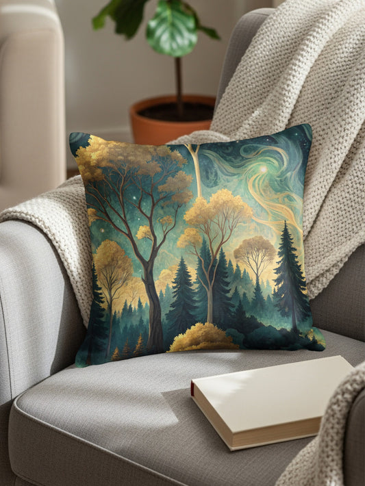 Enchanting Forest Scenery Decorative Pillow Cover
