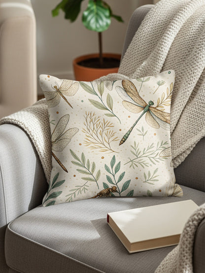Dragonfly and Leaves Decorative Cushion for Cozy Home Decor