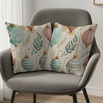 Festive Christmas Watercolor Art Design Throw Pillows - Walk Greener