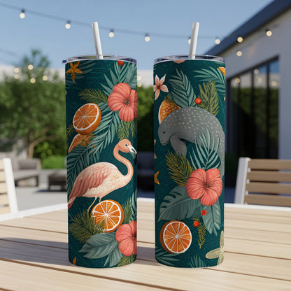 Tropical Floral Double-Walled Insulated Tumbler