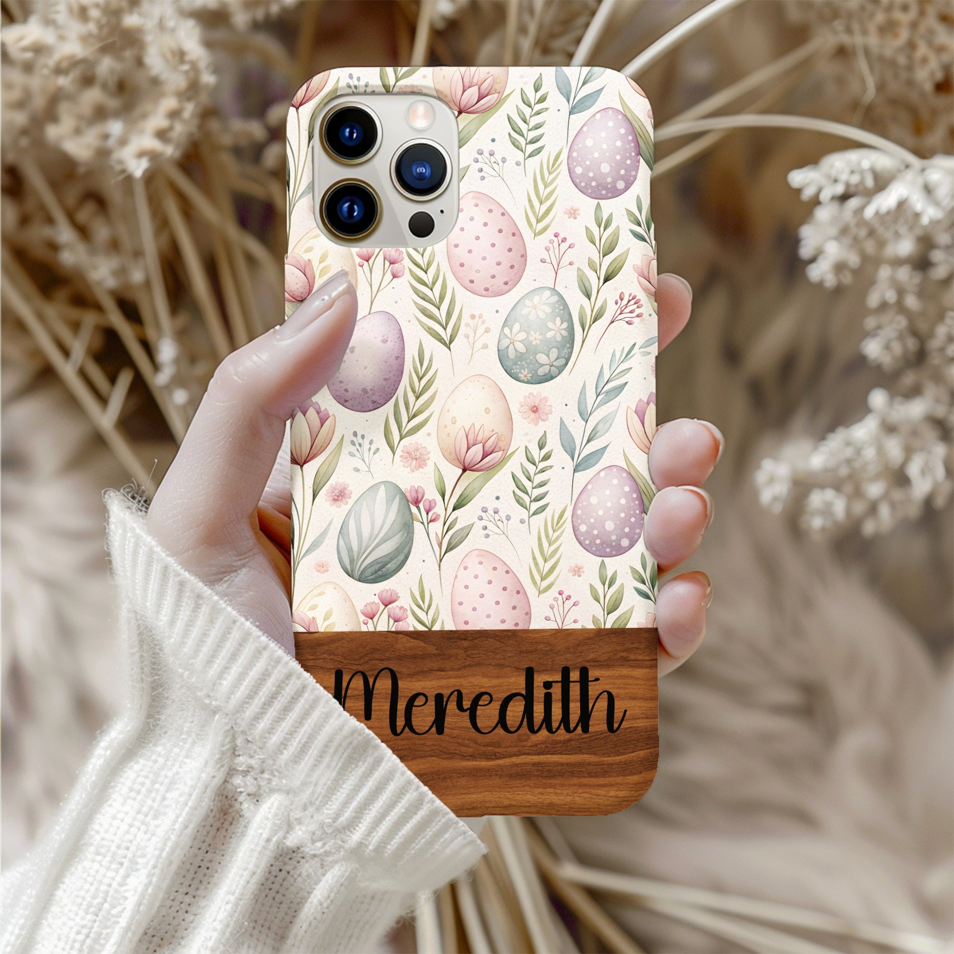 Custom Easter Egg Pattern and Name Phone Case
