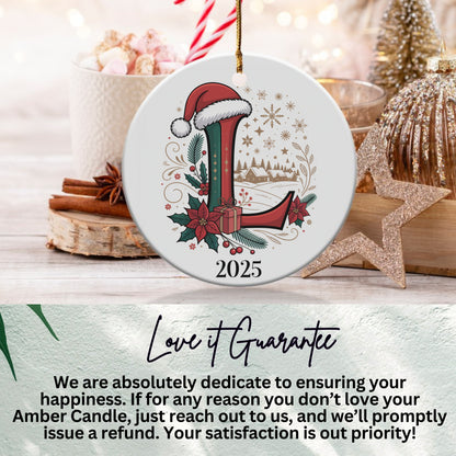 Festive Santa Hat Initial Ornament 2025 product