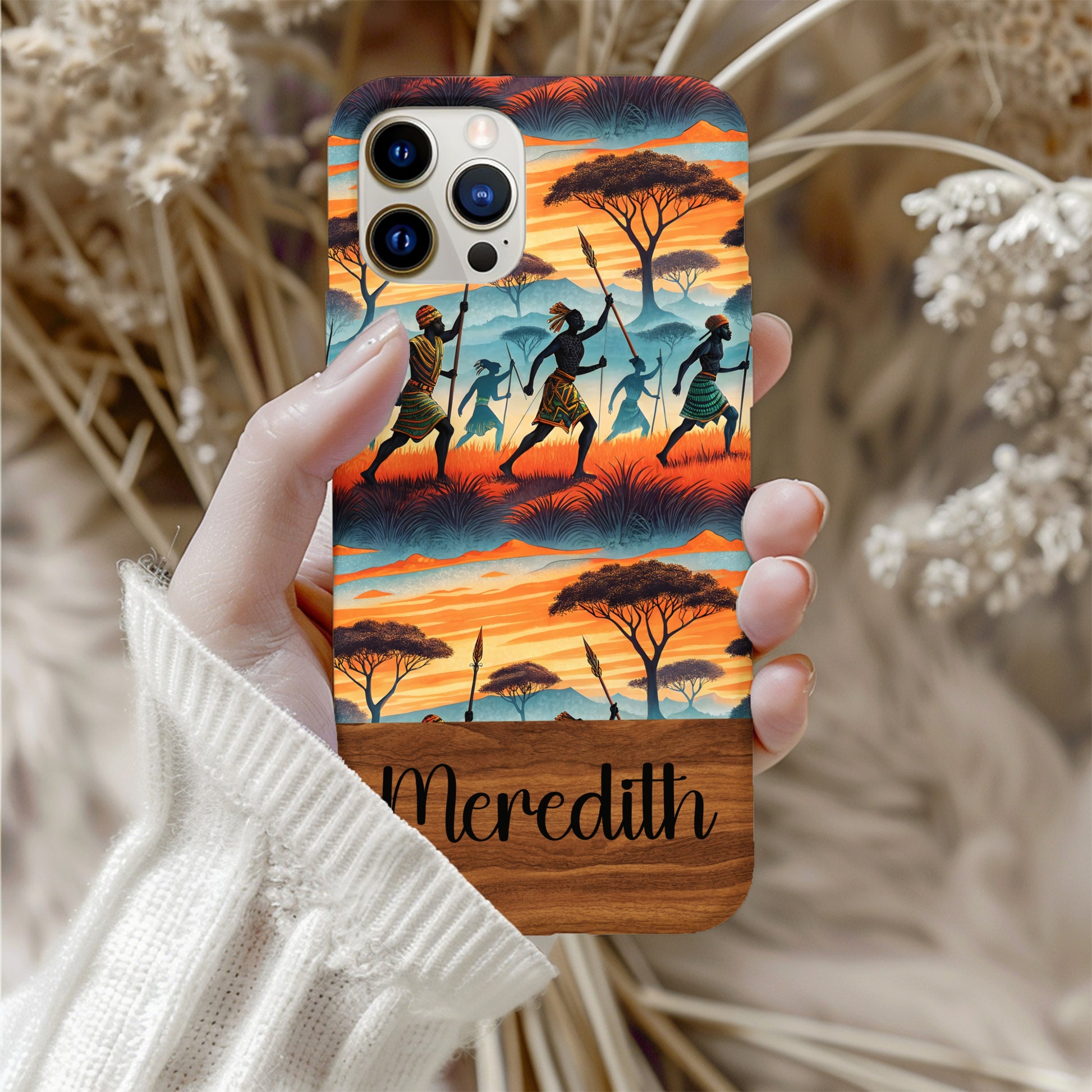 Personalized African Tribal Art Phone Case with Name Meredith