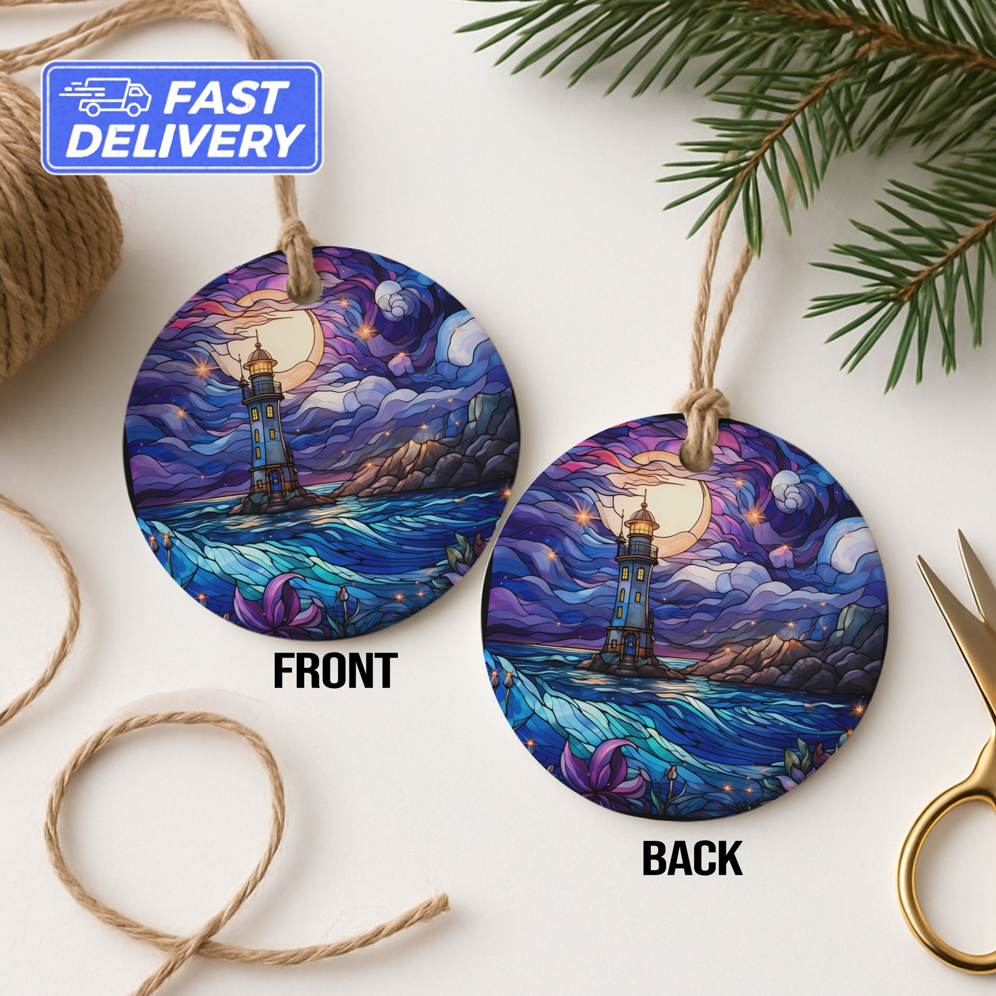 Lighthouse Scenic Double Sided Ornament product