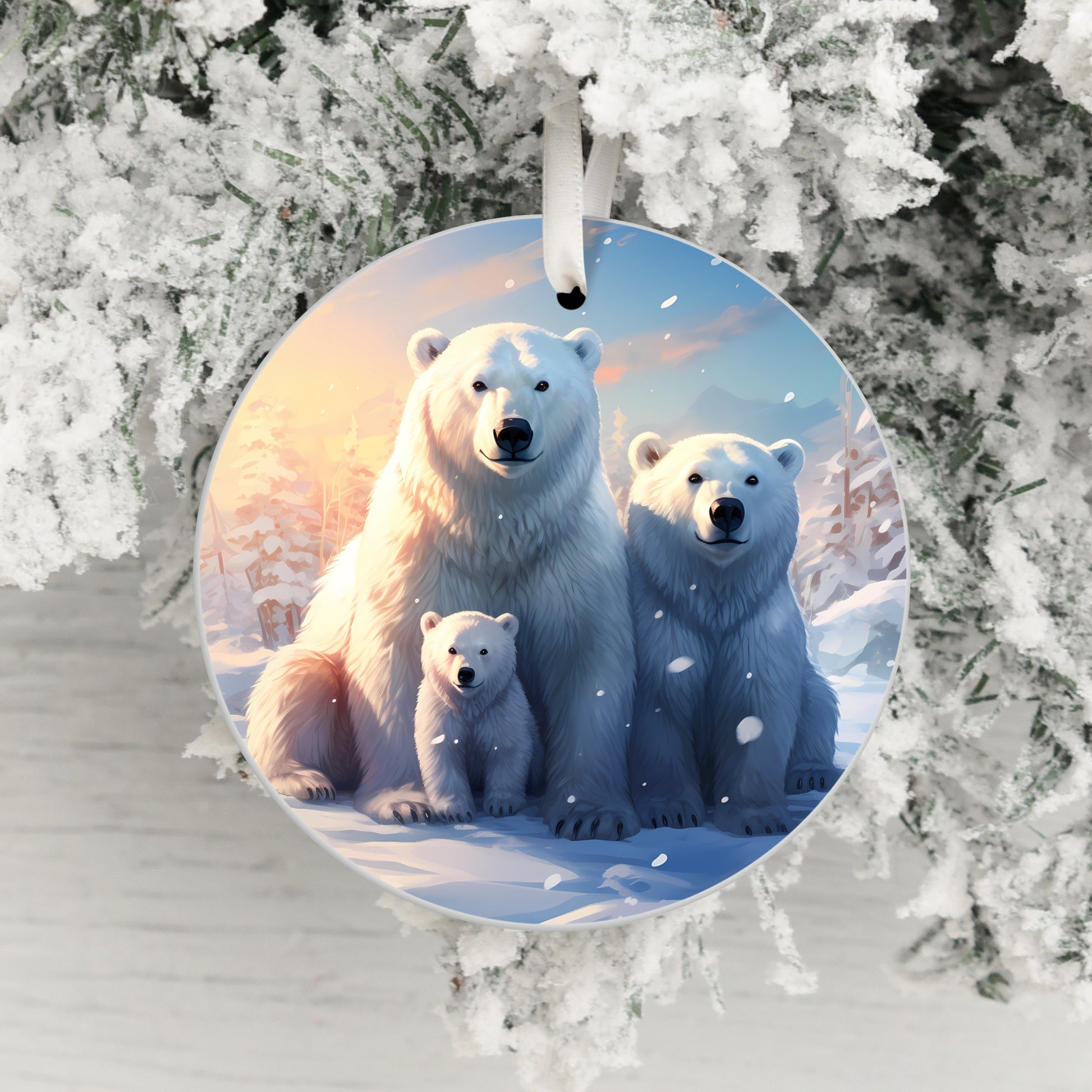 Polar Bear Family Hanging Christmas Ornament product