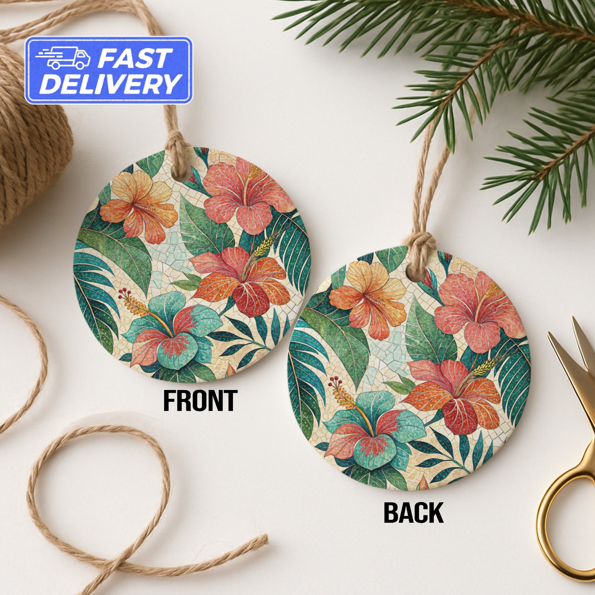 Colorful Floral Pattern Hanging Ornament Christmas Decor