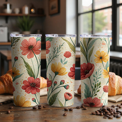 Watercolor Floral Delight Design 20 oz Skinny Tumbler - Walk Greener