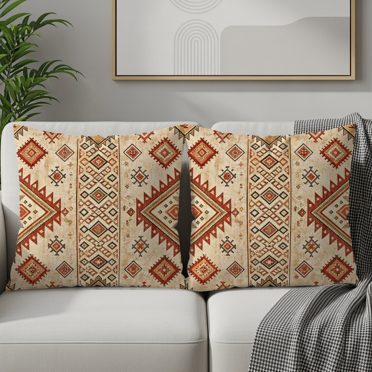 Boho Southwestern Geometric Pattern Throw Pillows
