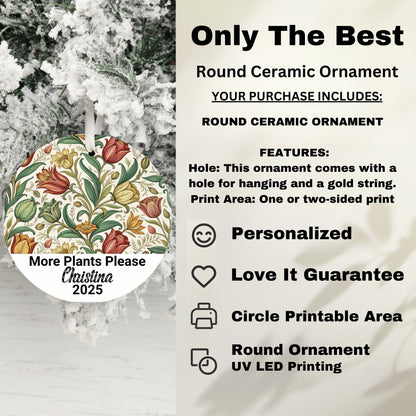 Floral Personalized Round Ceramic Ornament product