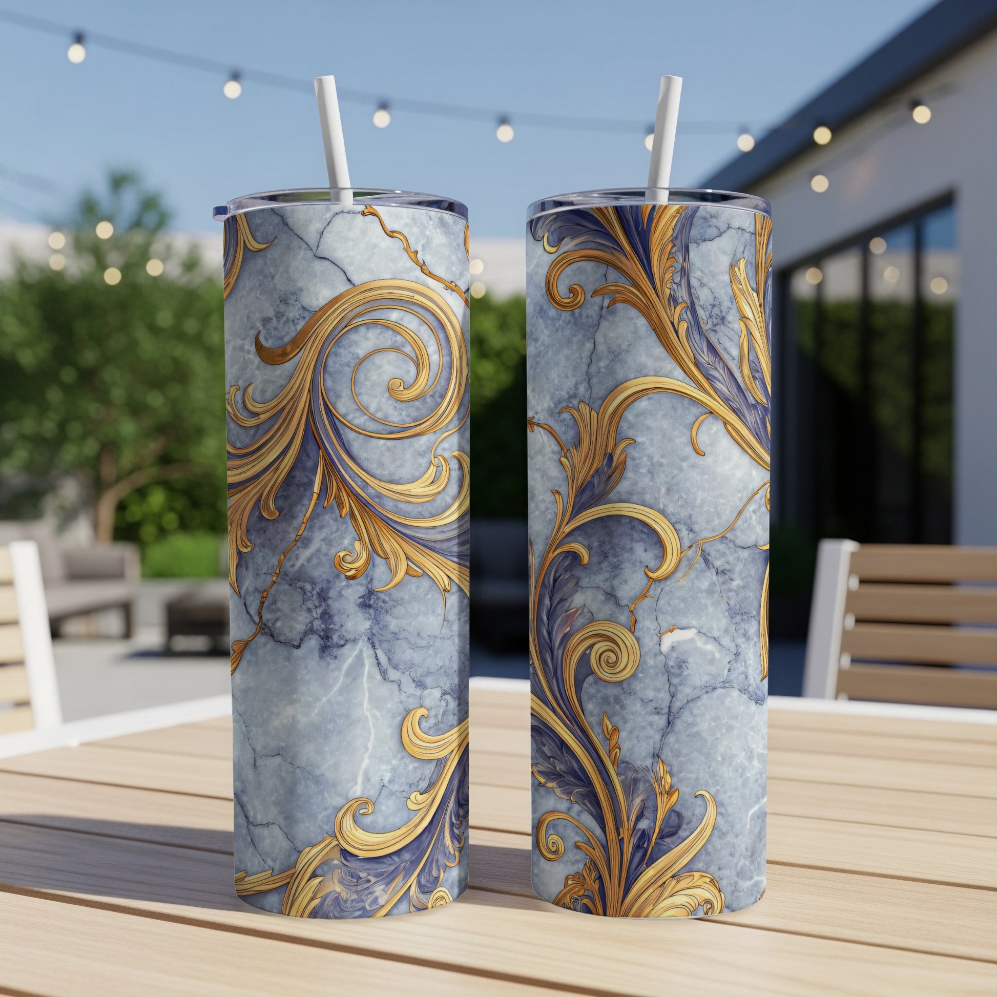 Blue and Gold Elegant Pattern Design Tumbler Product