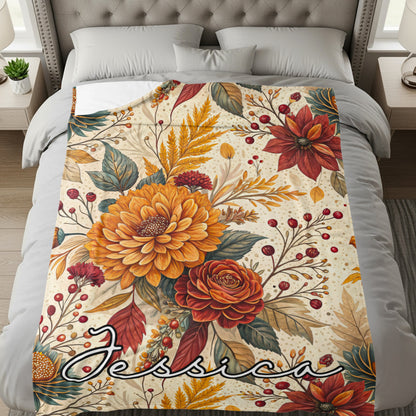 Personalized Floral Blanket with Name Jessica
