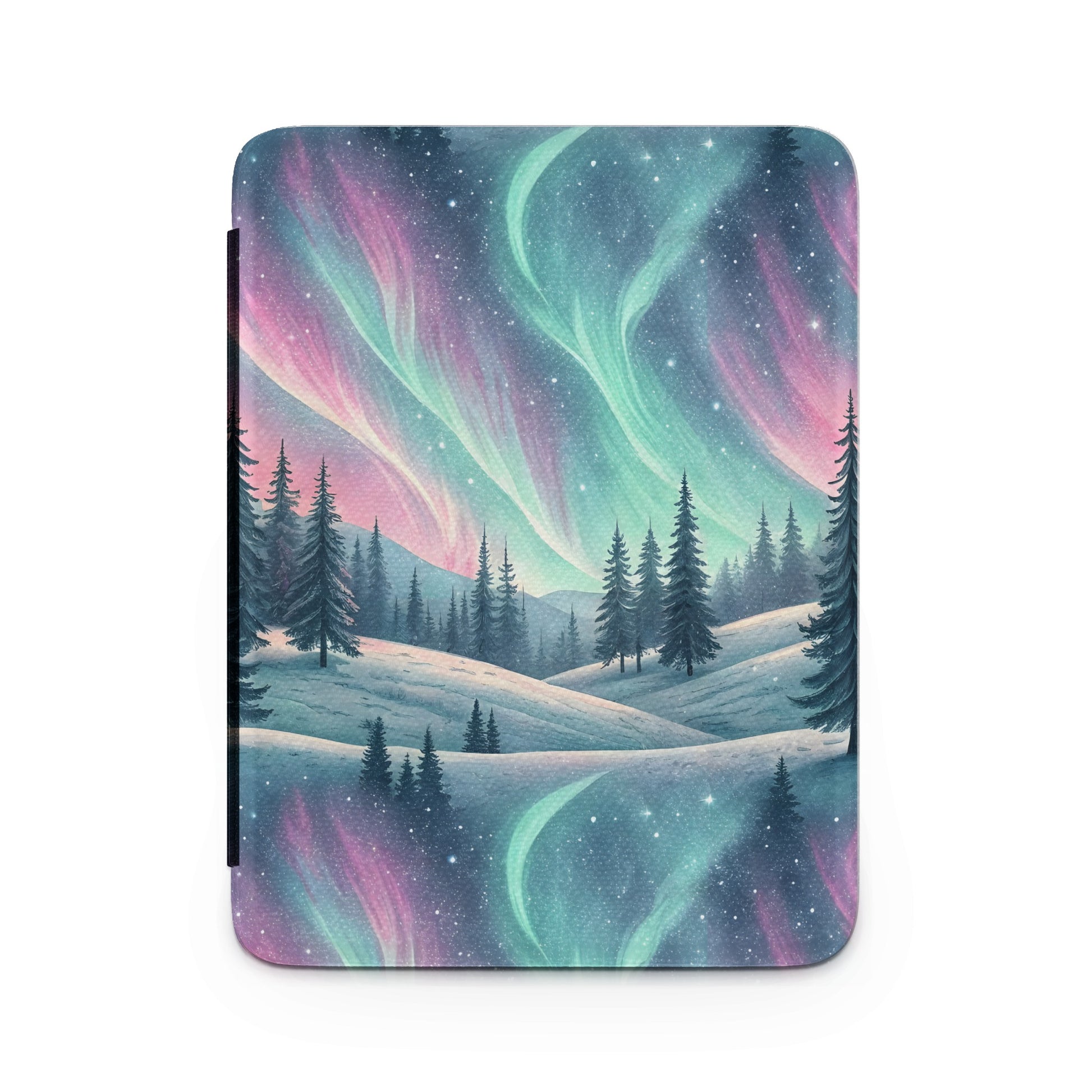 Northern Lights and Snowy Forest Scene Notebook