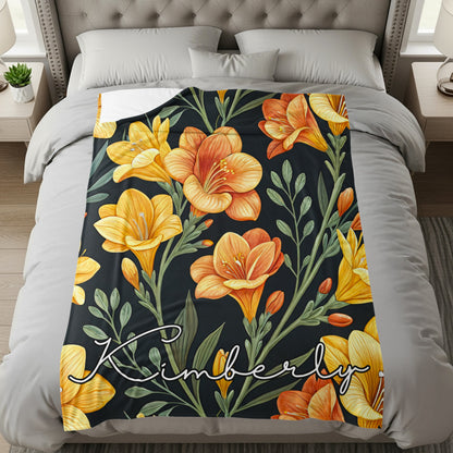 Floral Design with Custom Name on Dark Background - Walk Greener
