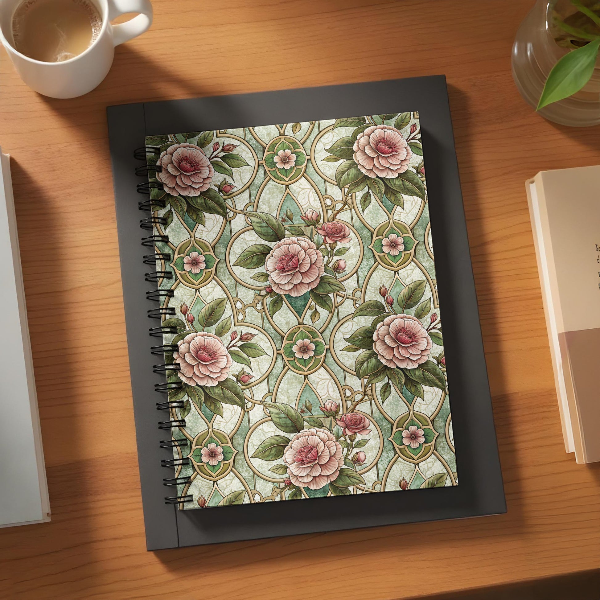 Elegant Floral Design Spiral Bound Notebook