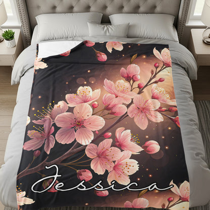 Custom Name Floral Printed Blanket Cozy Bedding