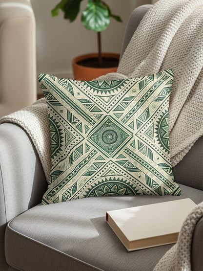 Green Geometric Pattern Decorative Throw Pillow
