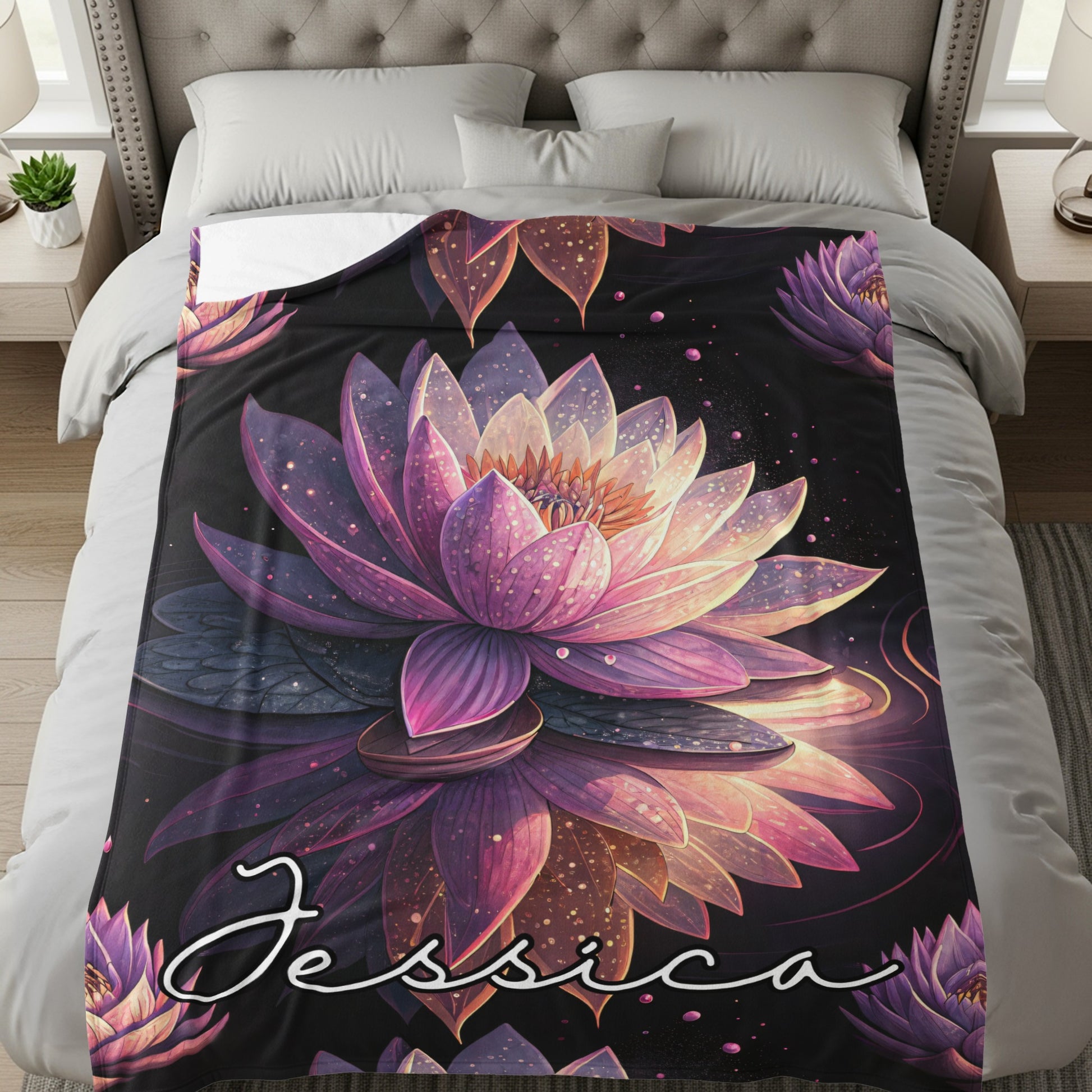 Personalized Lotus Flower Graphic Custom Name Creation - Walk Greener