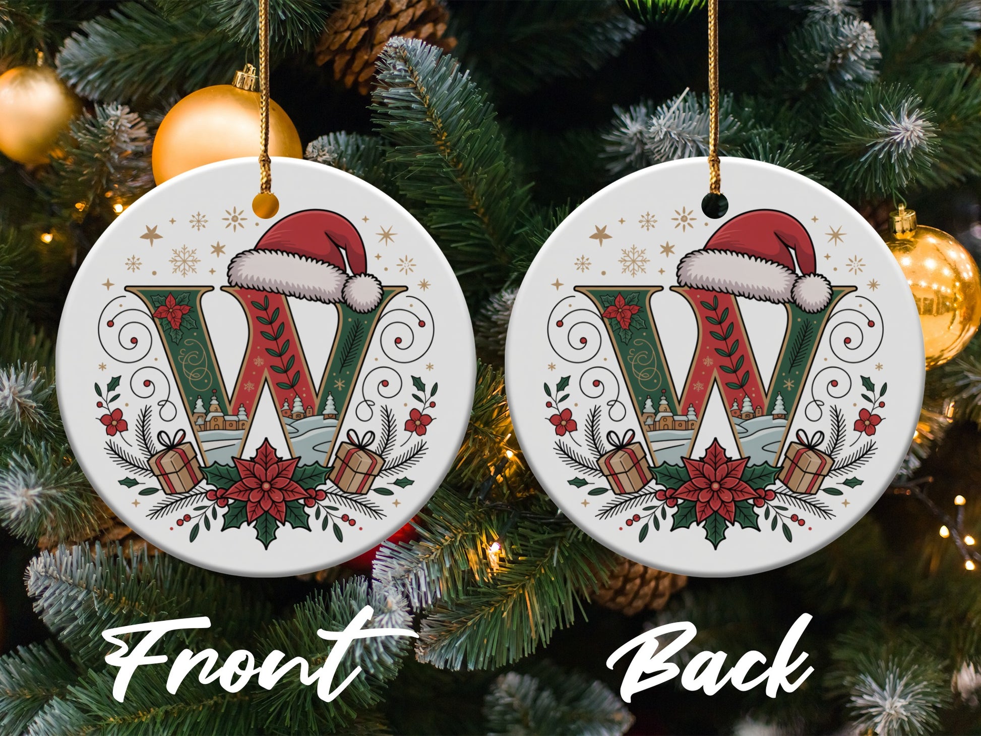 Personalized Initial W Christmas Ornament product