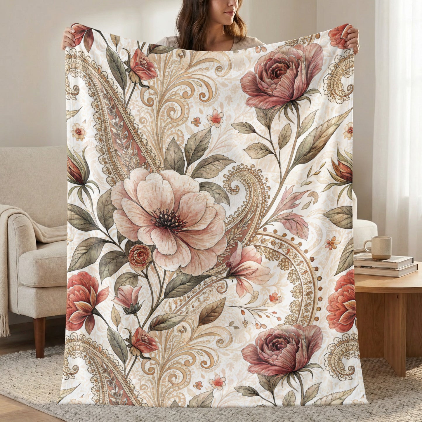 Floral Arrangement Elegant Paisley Pattern Vintage Style - Walk Greener