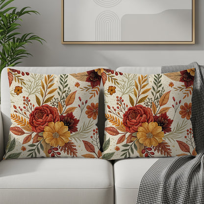 Bright Floral Pattern Decorative Pillow Covers