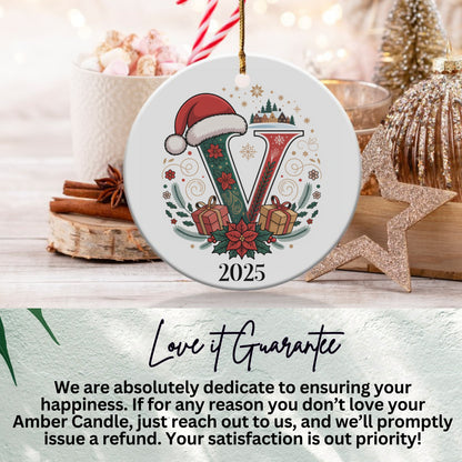 Festive Holiday Santa Hat Initial Ornament Christmas product