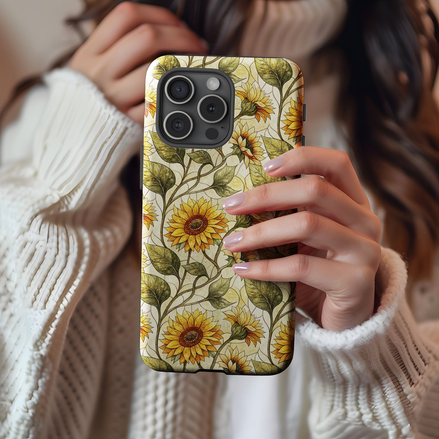 Sunflower Pattern Protective Phone Case for All Models