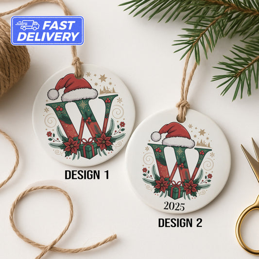 Personalized Santa Initial Christmas Ornament product
