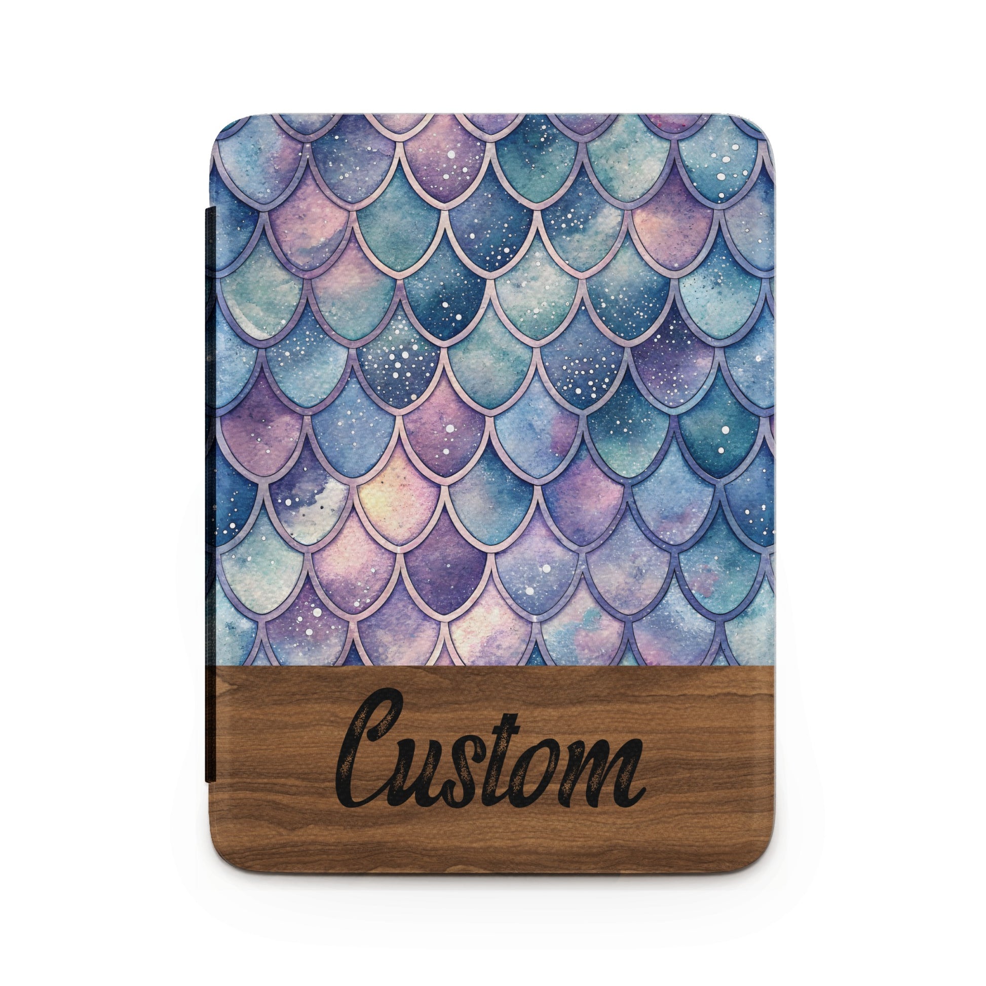 Custom Mermaid Scales Design with Wood Accent Cover