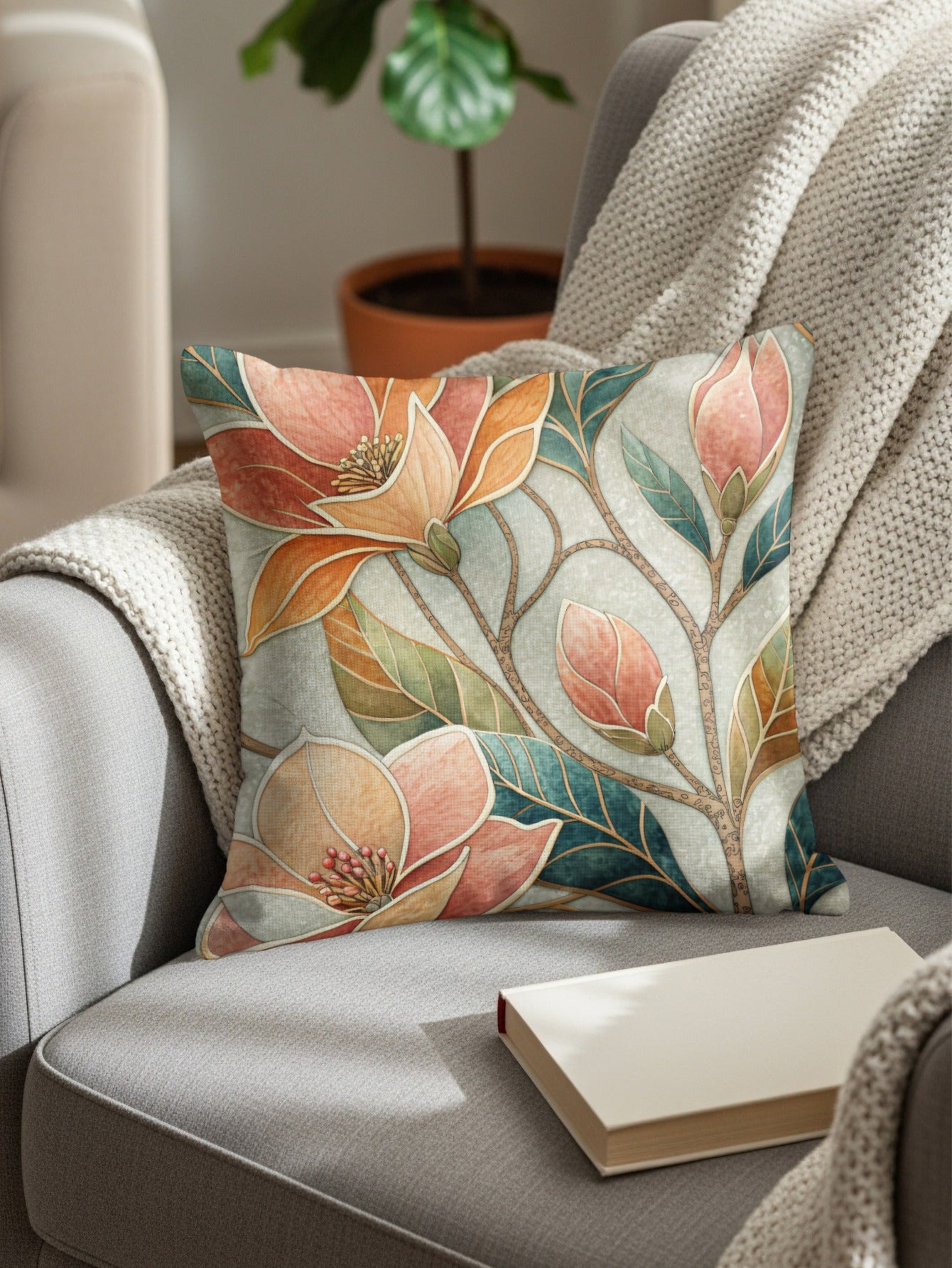 Vibrant Floral Design Square Decorative Pillow