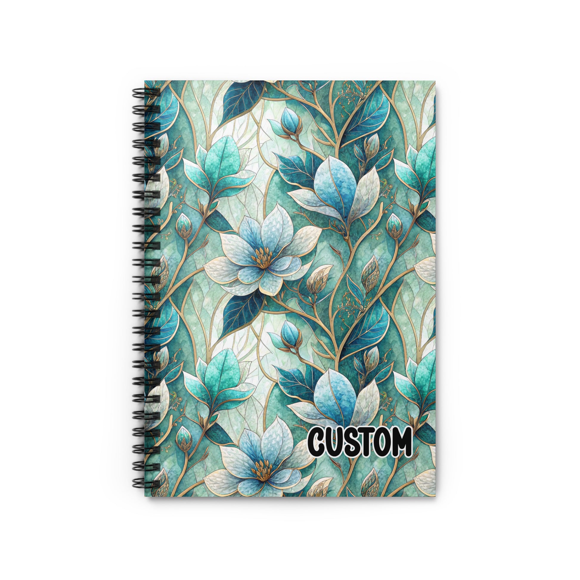 Custom Floral Blue and Green Design Custom Notebook