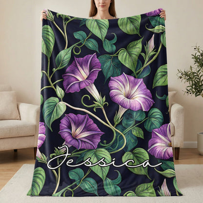 Personalized Flower Print Blanket with Name Jessica
