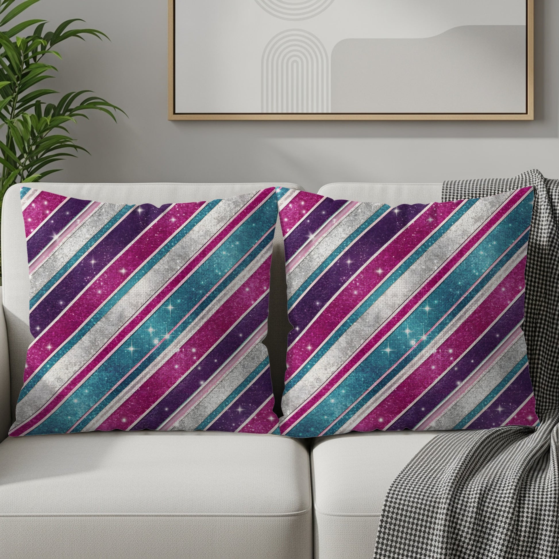 Vibrant Stripe Design Throw Pillow Set for Home Decor