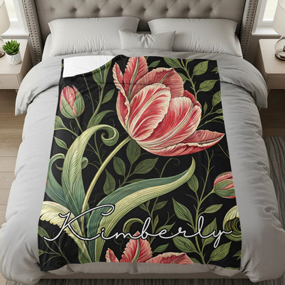 Personalized Floral Design Custom Name Blanket