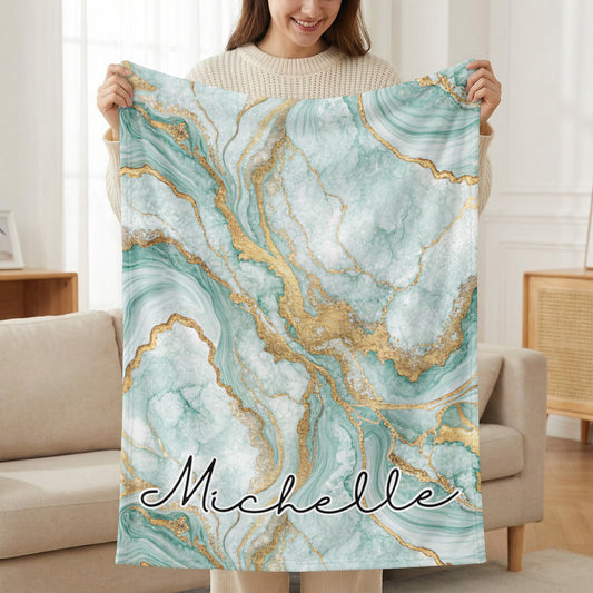 Personalized Marble Effect Blanket with Custom Name