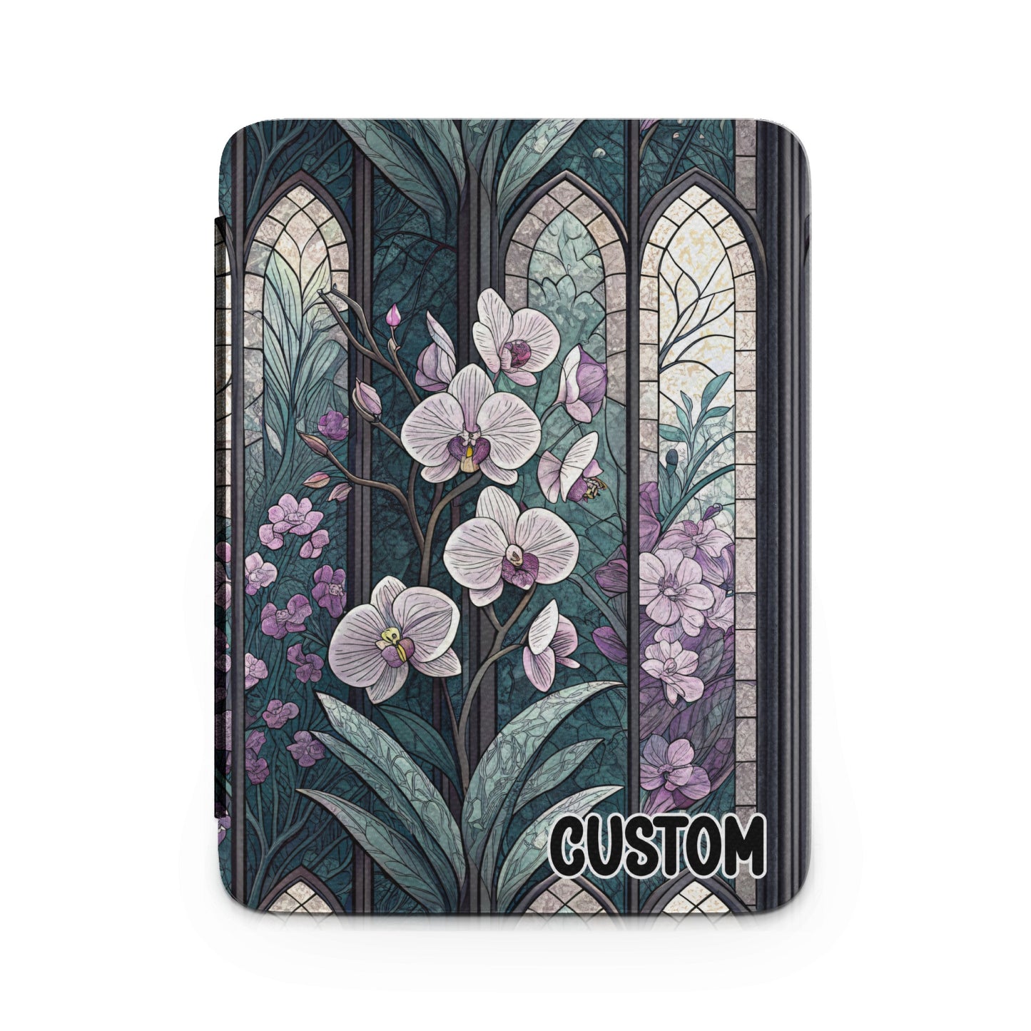 Stained Glass Orchid Floral Art Custom Designed Cover