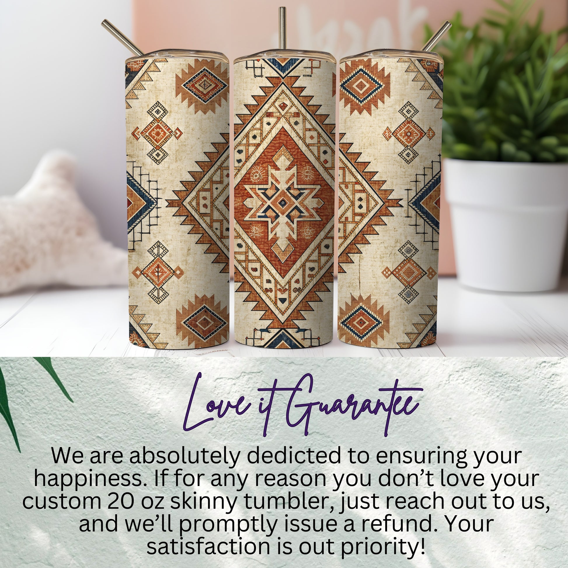 Custom Southwestern Design 20 oz Skinny Tumbler