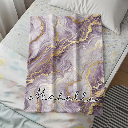 Purple Marble Design Personalized Michelle Blanket
