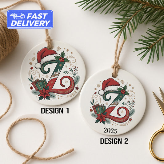 Personalized Santa Hat Initial Christmas Ornament product type