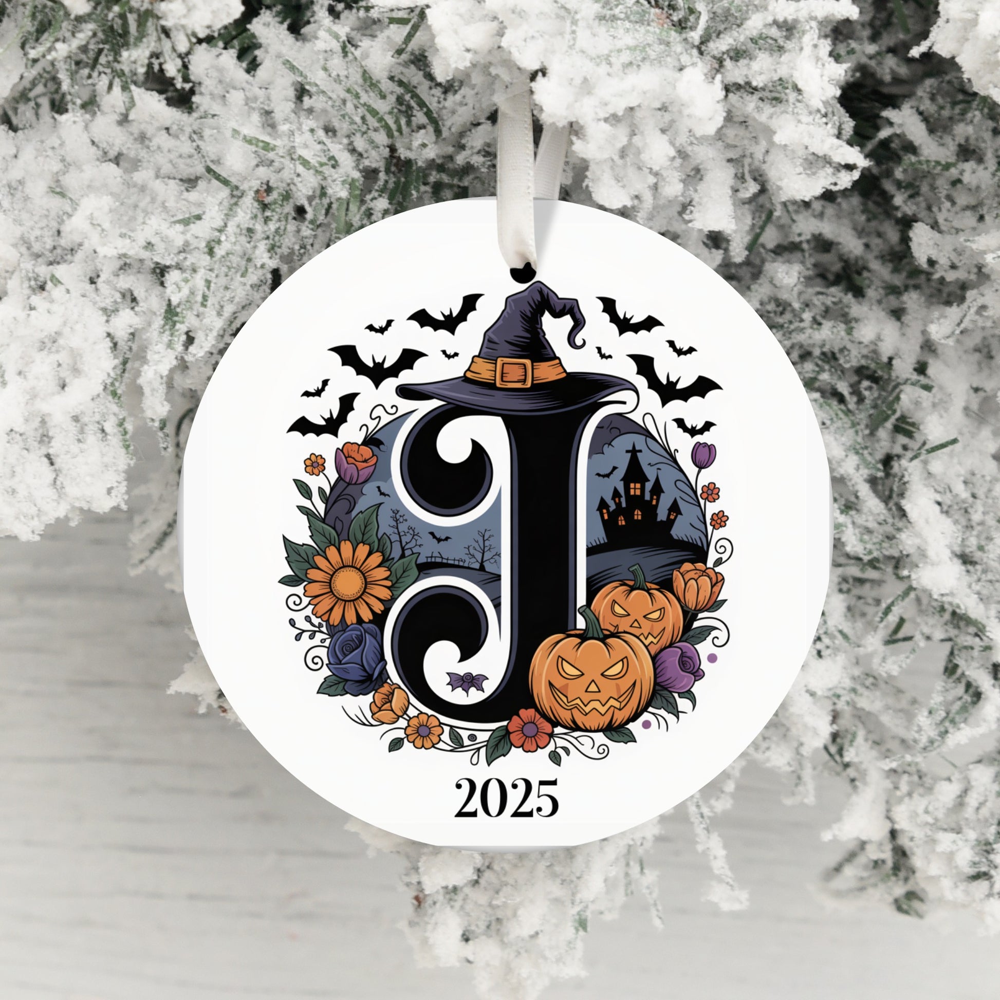 Stylish 2025 Halloween Witch and Pumpkins Ornament product type