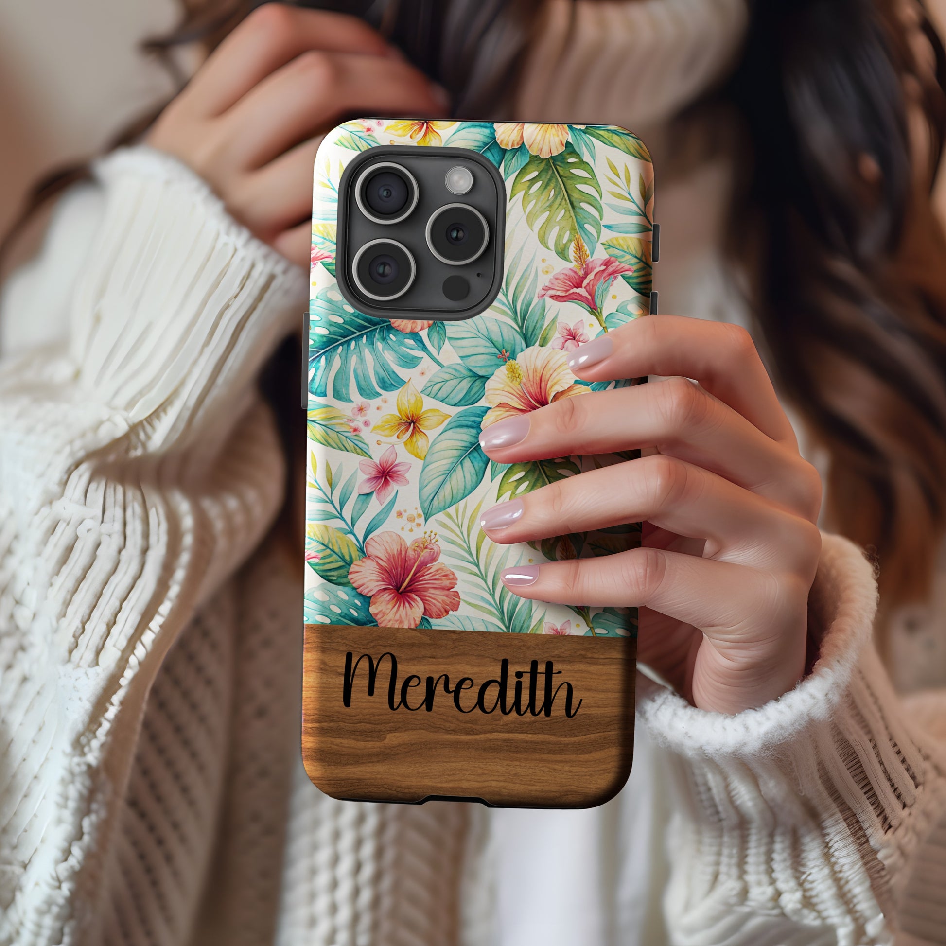 Personalized Tropical Floral Meredith Phone Case