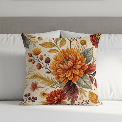 Vibrant Autumn Floral Pattern Throw Pillow Product