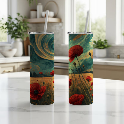 Stunning Van Gogh Inspired Poppy Fields Tumbler Design
